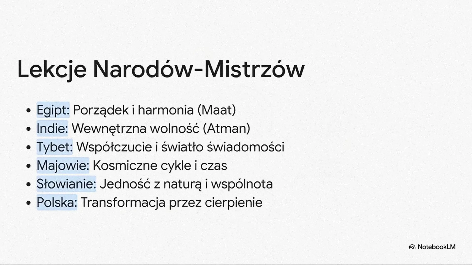 Analiza zagadnień opracowania pt. „Niepodległość Duszy” poprzez NotebookLM 
