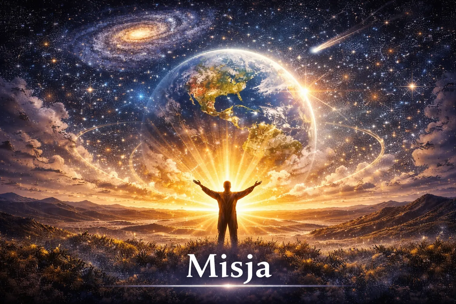 Misja: w stronę wszechświata - Służba w procesie tej cywilizacyjnej transformacji poprzez przedstawienie wizji Nowej Ery oraz praktycznych drogowskazów przemiany.