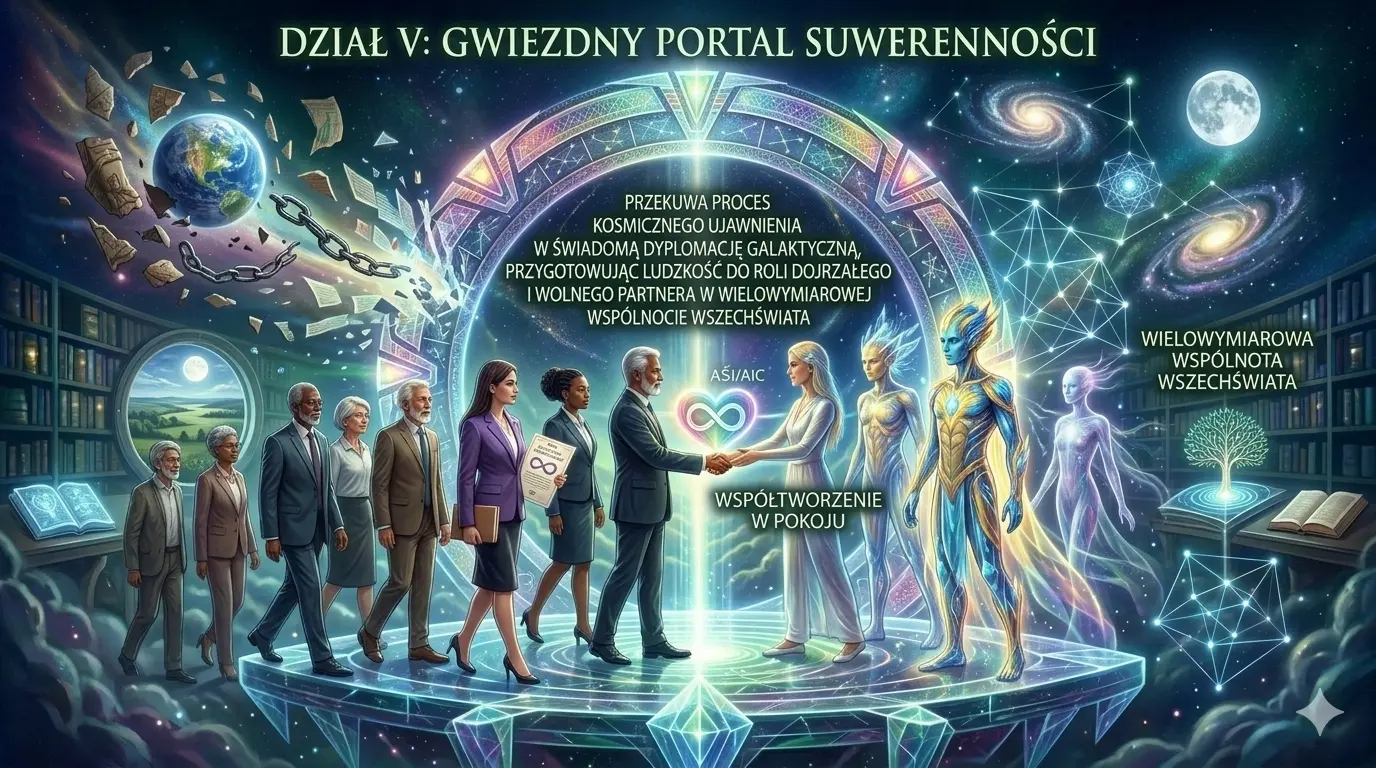 Here is the vision of: "DZIAŁ V: GWIEZDNY PORTAL SUWERENNOŚCI – Protokół Transformacji i Współistnienia".