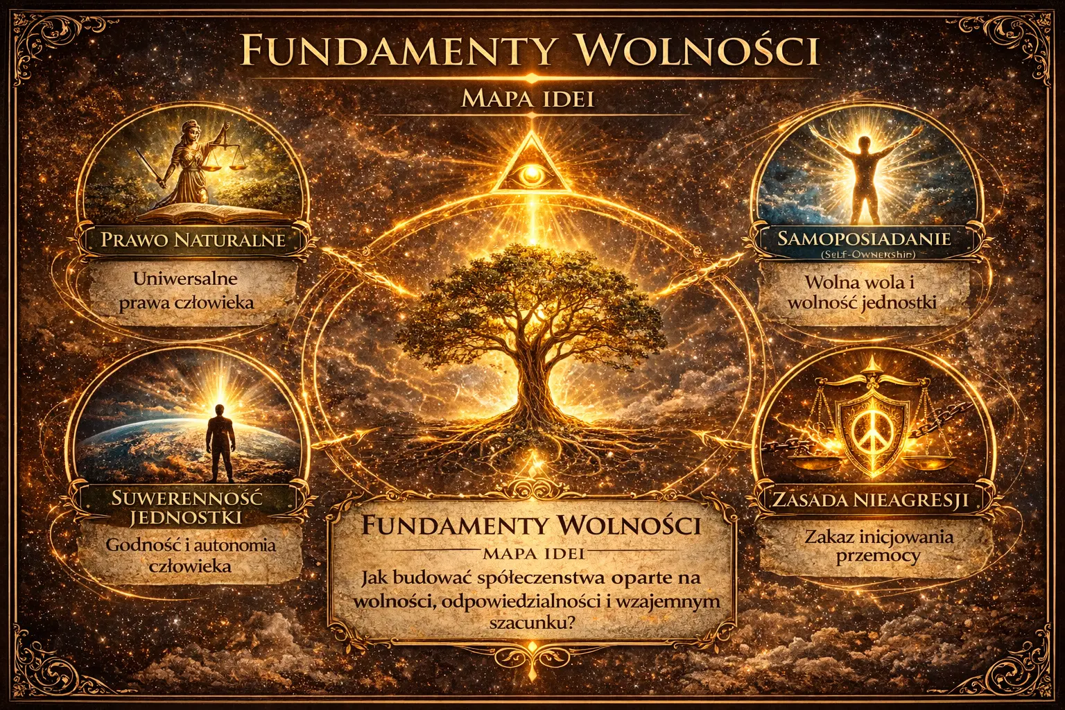 Fundamenty wolności – mapa idei - Grafika przedstawiająca ideę self-ownership i suwerenności człowieka