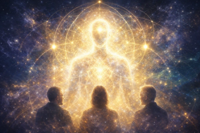 Kosmiczna ceremonia channelingu z geometrycznym światłem