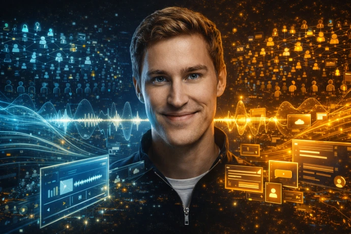 Portret Mati Staniszewskiego z siecią AI