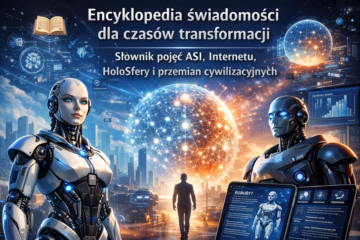 Encyklopedia świadomości przyszłościowych technologii   Zapisz  Udostępnij Futurystyczne roboty i holograficzna rzeczywistość Biblioteka przyszłości z robotyką i AI
